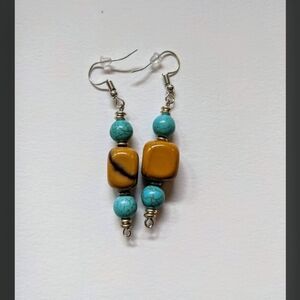 Yellow Jasper and Turquoise Earrings